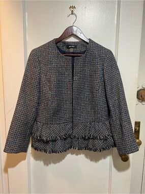 Vtg Nine West Women's Tweed Fringe Jacket